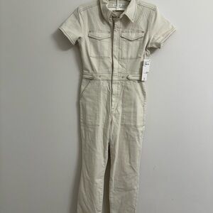 Good American BRAND NEW Cream Short Sleeve Jumpsuit